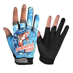 Gants de pêche à trois doigts en nylon respirant et antidérapant pour la pêche en mer, fermeture à boucle et crochets unisexe - Product Image 4