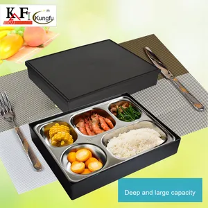 Fiambrera de acero inoxidable 304 con 5 compartimentos, tapas, caja de comida de negocios japonesa, restaurante con múltiples compartimentos, almuerzo con compartimento profundo - Product Image 4