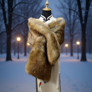 Châle en fausse fourrure pour femme, style renard, élégant, luxueux, chaud, couleur unie, longue écharpe pour mariages et soirées par MASDB - Product Image 2