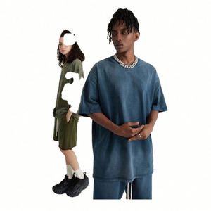 Women's Custom Streetwear T-Shirts Knitted 100% Cotton Washed Gradient Colors Breathable Soft Anti-Shrink - Product Image 3