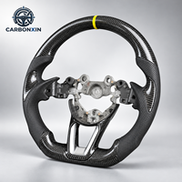 Setir Kemudi Kulit Serat Karbon Flat Bottom Custom Forged untuk Mazda 3 6 CX3 CX5 CX4 CX8 CX9 MX5 CX-5 MX-5 BP BM KE 2014