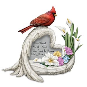 Adorno Navideño <span class=keywords><strong>de</strong></span> Resina con Forma <span class=keywords><strong>de</strong></span> Corazón, Ángel y Cardenal, Decoración Colgante <span class=keywords><strong>de</strong></span> Condolencias con la Frase "Aunque Estamos Separados" - Product Image 4