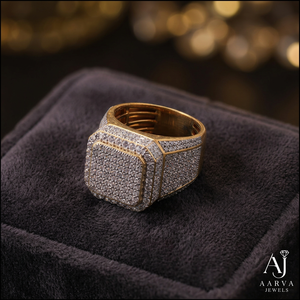 Gold Plated Hip Hop Moissanite Ring Pave Set <b>Cushion</b> Cut Square Band <b>Statement</b> Jewelry for Men's Wedding Party - Product Image 1