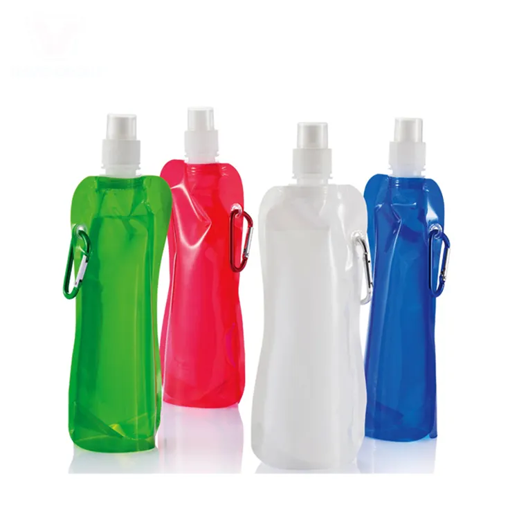 Vendita calda nuovo prodotto fornitore della cina BPA Free 480ML portatile pieghevole pieghevole sport borsa per l'acqua borraccia