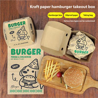 Feuilles d'emballage pour hamburgers jetables résistantes à la graisse, personnalisables, boîtes en kraft américaines à double couche sans pli et sacs en papier à emporter