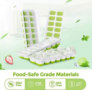 Bandeja para Cubitos de Hielo de Silicona con Tapa Extraíble, Moldes Apilables para Cubitos de Hielo Seguros, Aptos para Whisky y Cócteles - Product Image 4