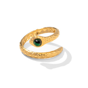 Anillo de Serpiente Chapado en Oro Ajustable para Mujer, Joyería con Forma de Animal, Engaste de Bisel, Regalo - Product Image 5