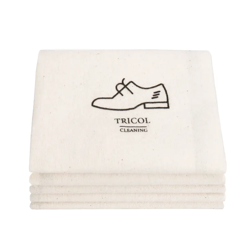 Chiffon de nettoyage en coton pour chaussures en cuir, blanc français, 200 g/m²