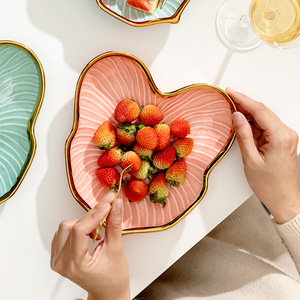 Promotional Gold Rim Porcelain Plate High Quality Salad Fruit Dessert Plate Ceramic Plates for Restaurant