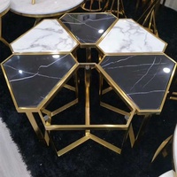 Nouveau design de table centrale populaire pieds en métal doré dessus en marbre table basse de salon 10 en acier inoxydable personnalisé moderne