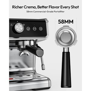 EUHOMY Espresso Machine With Grinder 20 Bar 58mm Portafilter Semi Automatic Stainless Steel <b>Coffee</b> <b>Maker</b> - Product Image 6