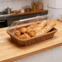 Panier à fruits et à pain en rotin écologique, rectangulaire, empilable, en plastique PP, fabriqué à la main, vente en gros d'usine, décoration de la maison, cuisine