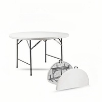 Table ronde pliable en plastique blanc pour événements, hôtels, banquets, restaurants, location, usage intensif, capacité 330 lbs, en HDPE, gain de place