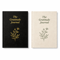 Carnet de gratitude personnalisé A5 à couverture rigide en tissu de lin, guidé par des questions sur la positivité, pour 6 mois - Cadeau avec logo personnalisé
