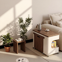 Table pliante multifonctionnelle, chariot mobile pour salon, table télescopique relevable, table basse en bois