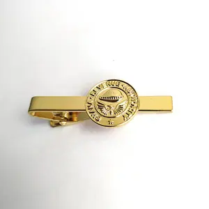 Wholesale High Quality Customizable Gold Embossed Logo Tie Bar Men Shirt Tie Clips