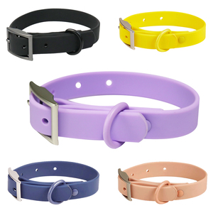 Luxuriöses Einfarbiges Hundehalsband PVC Graviert Personalisiertes Leder Verstellbar Wasserdicht Schmutzabweisend Silikon-Leine - Product Image 6
