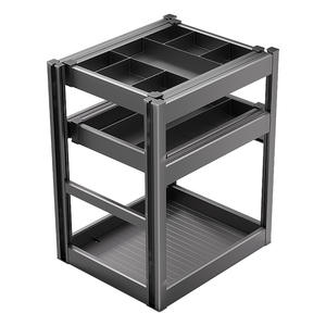 ตู้ครัว ชั้นวางเครื่องปรุงรส อลูมิเนียมอัลลอยด์ ชั้นวางของ ลิ้นชักเก็บของ ตะกร้าแบบดึงออกได้ในตัว - Product Image 5