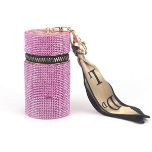 Vintage Travel Mini PU <b>Leather</b> Lipstick Box Gold Keychains Keeper Bag Lipstick Cases Holder <b>Keychain</b> - Product Image 2