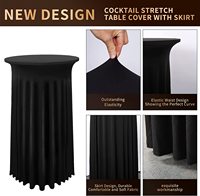 Jupe de table de Cocktail de couleur noire et blanche, couverture de table ronde élastique, hôtel de mariage, banquet en plein air, nappe en spandex de 30 pouces