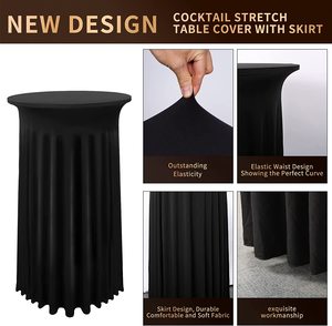 Jupe de table de Cocktail de couleur noire et blanche, couverture de table ronde élastique, hôtel de mariage, banquet en plein air, <span class=keywords><strong>nappe</strong></span> en spandex de 30 pouces - Product Image 4