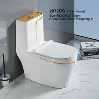 Cuvette de toilette de style européen moderne en céramique, plaque d'or super tourbillonnante, monobloc, carré à double chasse, piège en S coloré