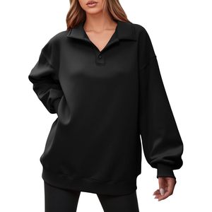 Fisoew Pull tricoté pour femme, col en V, coupe oversize, manches longues, épaules tombantes, style décontracté - Product Image 1