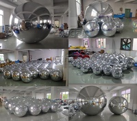 Vente chaude Géant PVC Argent Gonflable Miroir Boule Brillant PVC Sphère Ballon Chrome Boule Décoration