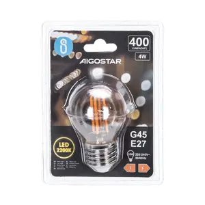 Bombilla LED de filamento Mbar G45 E27 4W, con diseño vintage, ahorro de energía y aplicaciones en iluminación decorativa. - Product Image 3