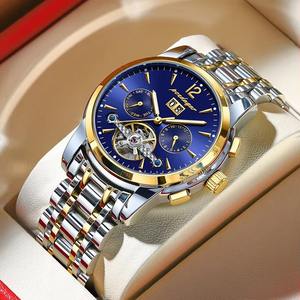 Drioshipping Montre mécanique automatique de luxe pour hommes avec fonction lumineuse Montre-bracelet calendrier étanche Logo personnalisable - Product Image 3