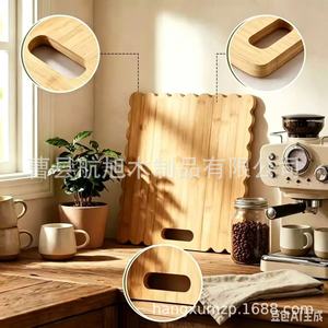 Bandeja base de madera para máquina de café, bandeja decorativa multiusos de madera maciza para cocina y comedor - Product Image 5