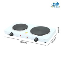 Plaque de cuisson électrique en fonte Yongqian 2500W, double brûleur 1500W+1000W, contrôle thermostatique 5 niveaux