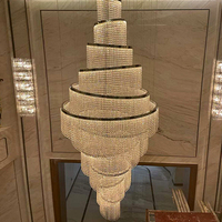 Lustre en cristal en spirale de luxe pour escaliers, décoration personnalisée européenne pour hôtel, villa, intérieur