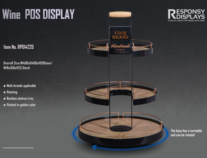 Présentoir à vin rond en métal et bois de qualité supérieure - Product Image 3