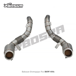 Direct-fit Stainless Steel Heat Shield <b>Catalyst</b> Exhaust Downpipe for BMW 650/650i F06/F13 4.0T 2011-2017 Boska 100/200/300cell - Product Image 2
