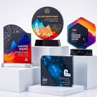 Trophée en cristal de marbre noir très demandé, 6 styles disponibles, grande surface de gravure, récompense pour cérémonie annuelle et reconnaissance des employés