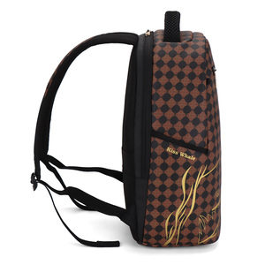 2025 mới 20L Ergonomic PVC Ba lô hôn cá voi sinh viên đại học cà phê kẻ sọc thiết kế dây kéo thoáng khí có thể điều chỉnh Vai - Product Image 3