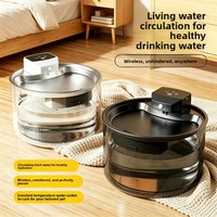Fontaine à eau pour chat intelligente à grande capacité, en acier inoxydable, transparente, sans fil, avec filtration automatique par circulation