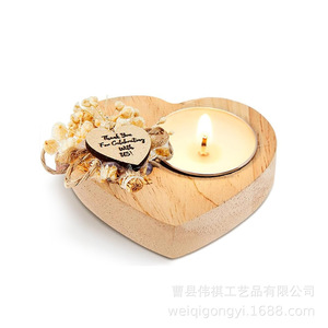 Heart Shaped Wooden Candle Holder <b>Mini</b> Tea Light Stand 2.8 Inch Wedding Decoration Craft Gift Box Packaging - Product Image 4