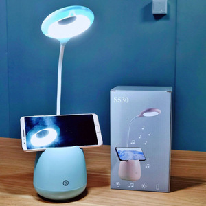โคมไฟตั้งโต๊ะ LED พร้อมลำโพงบลูทูธ 3W ระบบควบคุมแบบสัมผัส คอโคมไฟปรับได้ ตัวโคมทำจากพลาสติก ดีไซน์ทันสมัย สำหรับนักเรียน ใช้เป็นไฟอ่านหนังสือ - Product Image 2