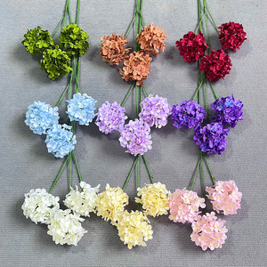 Bouquet de fleurs d'hortensia artificielles à 3 têtes, forme bonbon, en tissu plastique imperméable, pour décorations de mariage et de maison - Product Image 2