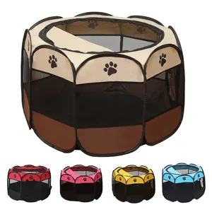 All'ingrosso Cute Paws stampa colorata portatile esagonale grande gabbia per box per cani da compagnia