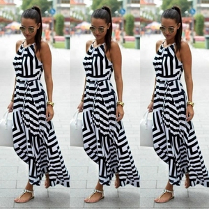Kadın seksi Zebra desen baskı elbise yaz Boho rahat kolsuz uzun Maxi akşam parti plaj elbise Sundress - Product Image 2