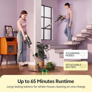 Aspirateur balai sans fil 600W 60KPA, 65 minutes d'autonomie, écran tactile, autoportant, 180° °   Brosse anti-emmêlement à plat pour tous types de sols, poils d'animaux - Product Image 5