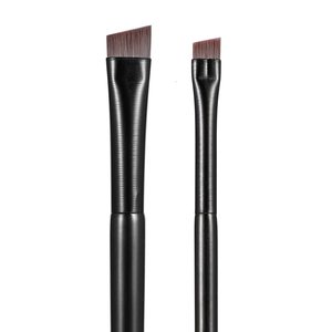 Brosse à sourcils en aluminium pour eye-liner <span class=keywords><strong>ultra</strong></span>-fine et à angle plat Brosse à sourcils à manche en bois blanc de marque privée utilisée avec le fond de teint - Product Image 1