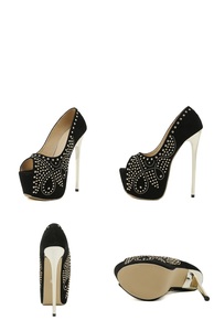 2025 New Women's Sexy Open Toe <b>Dancing</b> High <b>Heel</b> Sandals PU Breathable Anti-Slippery Rivet High Platform Pointed Toe Design - Product Image 5