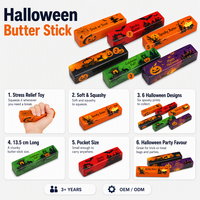 Jouet Squishy Bâton de Beurre Halloween 13,5 cm, à Remontée Lente, Texture Douce et Humide, Jouet Sensoriel Anti-Stress à Presser pour Enfants et Adultes