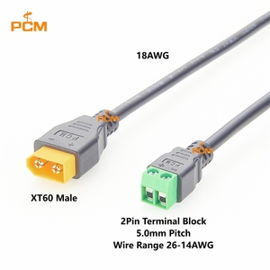 Amass XT60 Erkek - 2 Pinli Vidalı Terminal Bloğu Adaptör Kablosu 18AWG Drone Robot Pil Paketi Endüstriyel Sistem LED için - Product Image 2