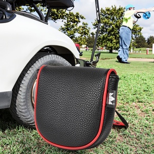 Boshiho Custom Logo Two-Flap Mallet Putter Club Headcover Lightweight Durable PU Leather <b>Golf</b> Shafted Mallet Putter Headcover - Product Image 5