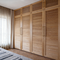 Armoire à portes à persiennes en bois massif personnalisée BALOM, ventilée et résistante à l'humidité, mobilier de chambre à coucher, panneau arrière épaissi